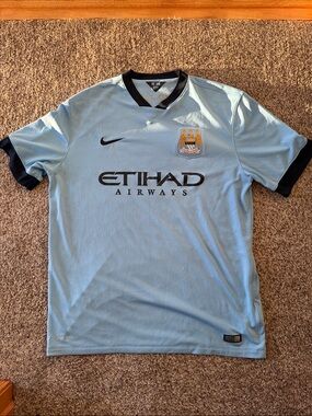 Nike Manchester City Football Shirt - Light Blue & Black